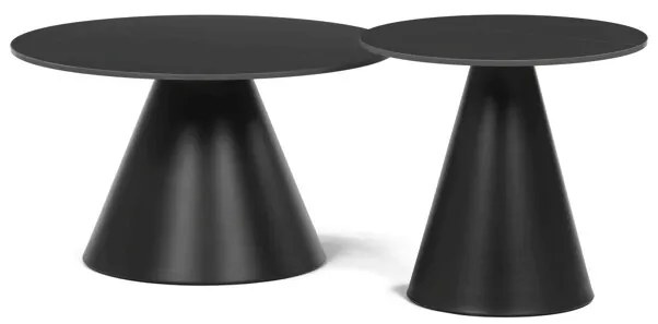 Dohányzóasztal 70×70×40,5 cm, Kerámia Márvány. CT-F4118 BK