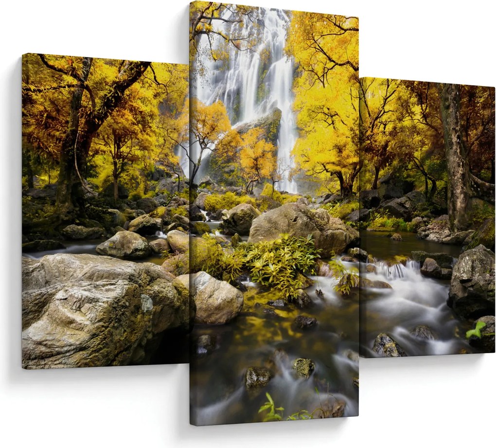 Kép - Vízesések őszi tájban, sárga (90x60 cm)