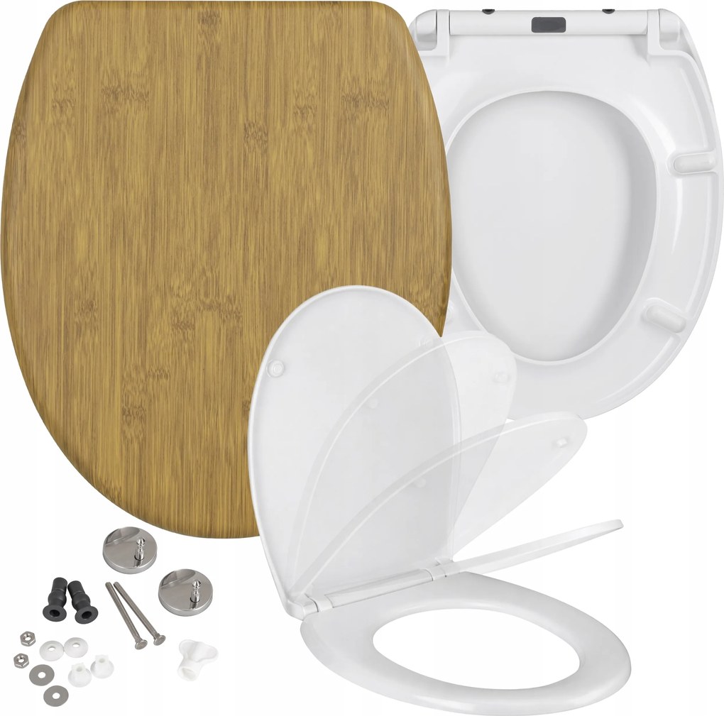 WC-ülőke Szabadon álló Univerzális Duroplast Fa Bambusz Bambly