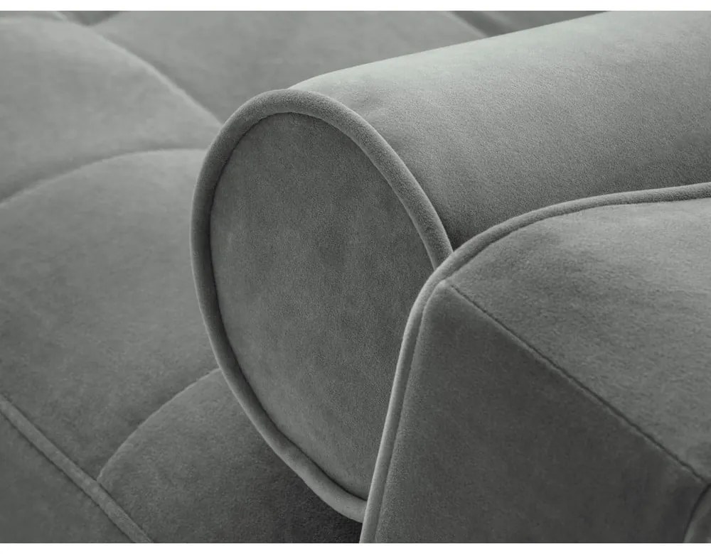 Santo világosszürke kinyitható bársony sarokkanapé, jobb oldali - Milo Casa