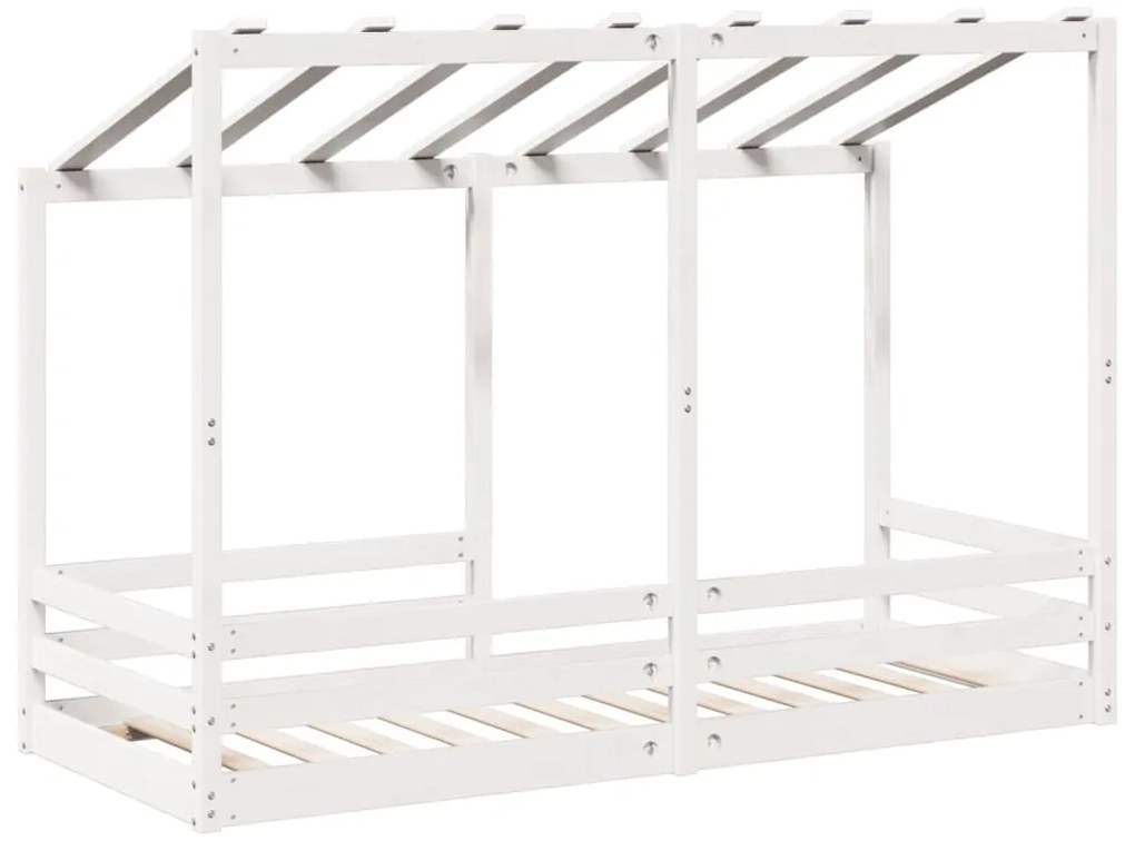 fehér tömör fenyőfa gyerekágy tetővel 90 x 190 cm