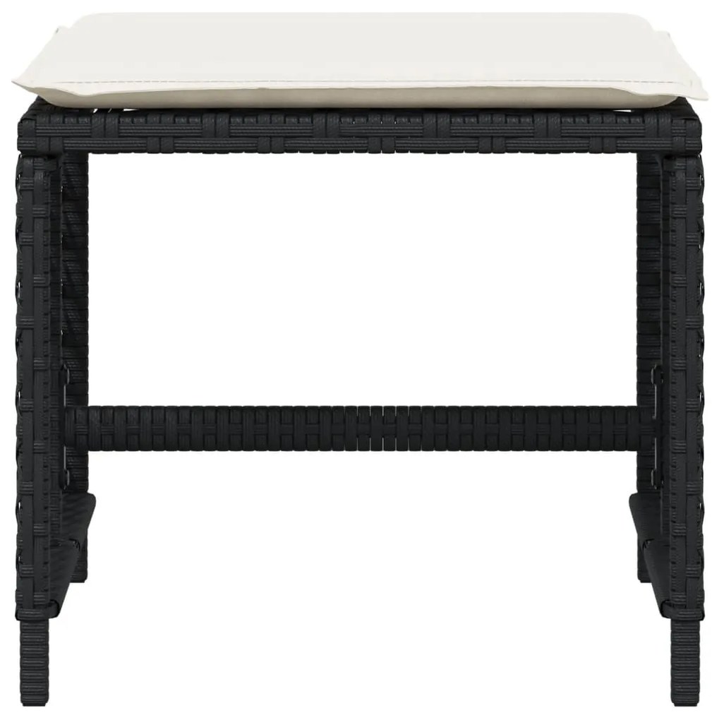 4 db fekete polyrattan kerti szék párnával 41 x 41 x 36 cm