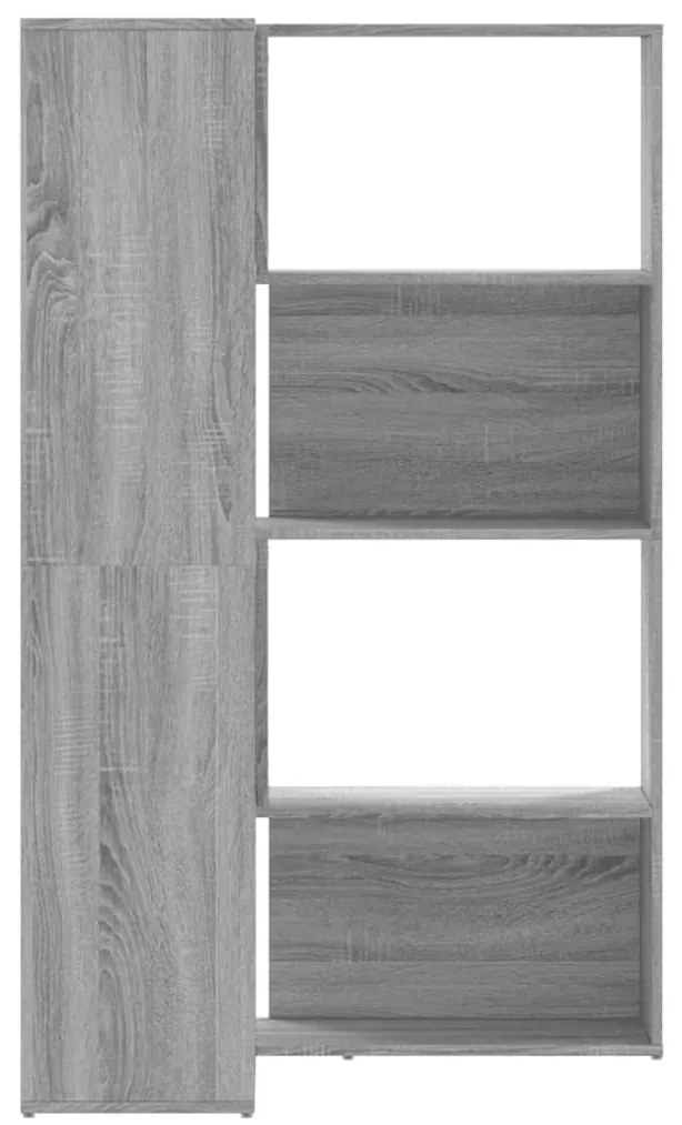 4 szintes szürke szerelt fa sarokkönyvespolc 85x85x140 cm