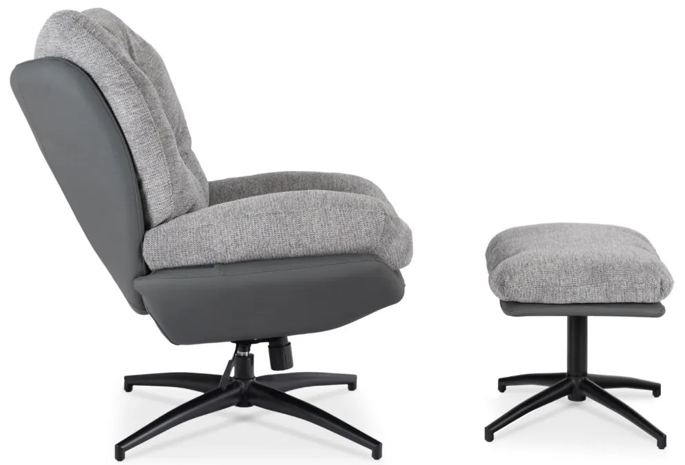 Forgó Relaxfotel Lábtartóval Szürke/Fekete Színben. FREMONT