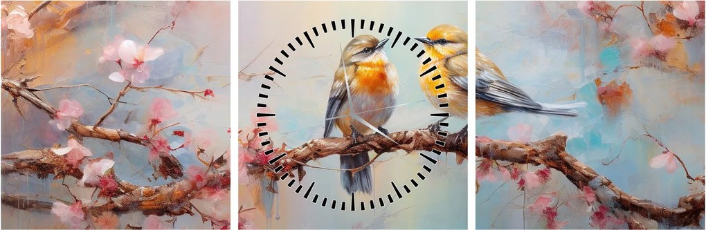 Kép - Lovebirds (órával) (90x30 cm)