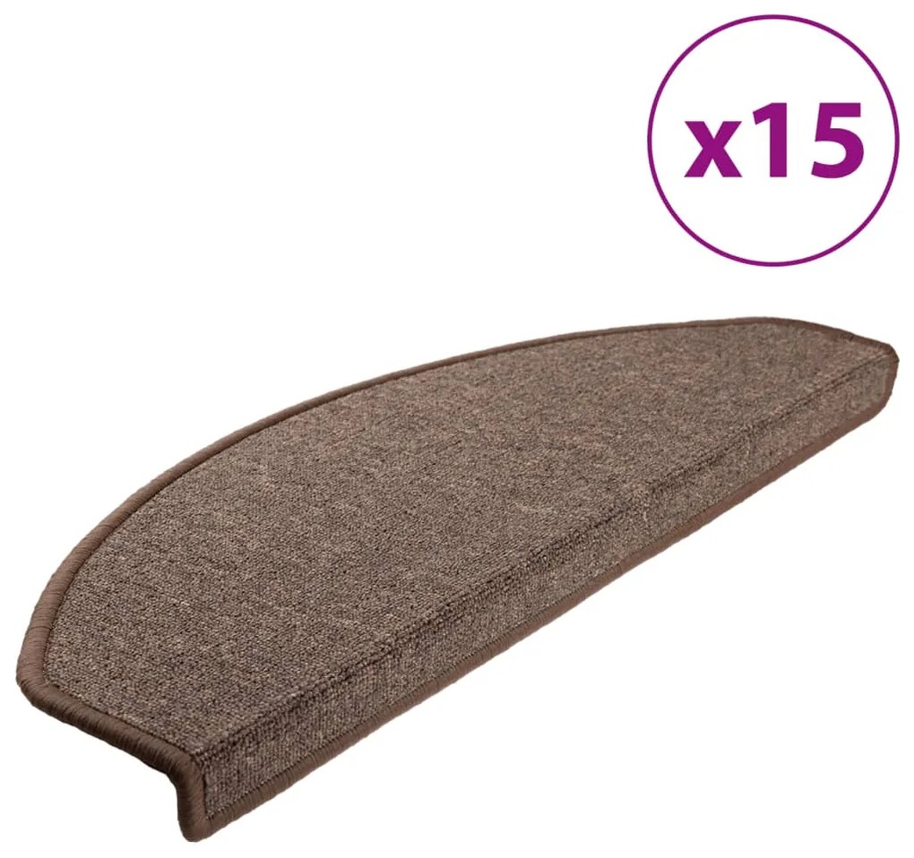vidaXL 15 db 65 x 24 x 4 cm kávébarna félkör alakú nagy lépcsőszőnyeg
