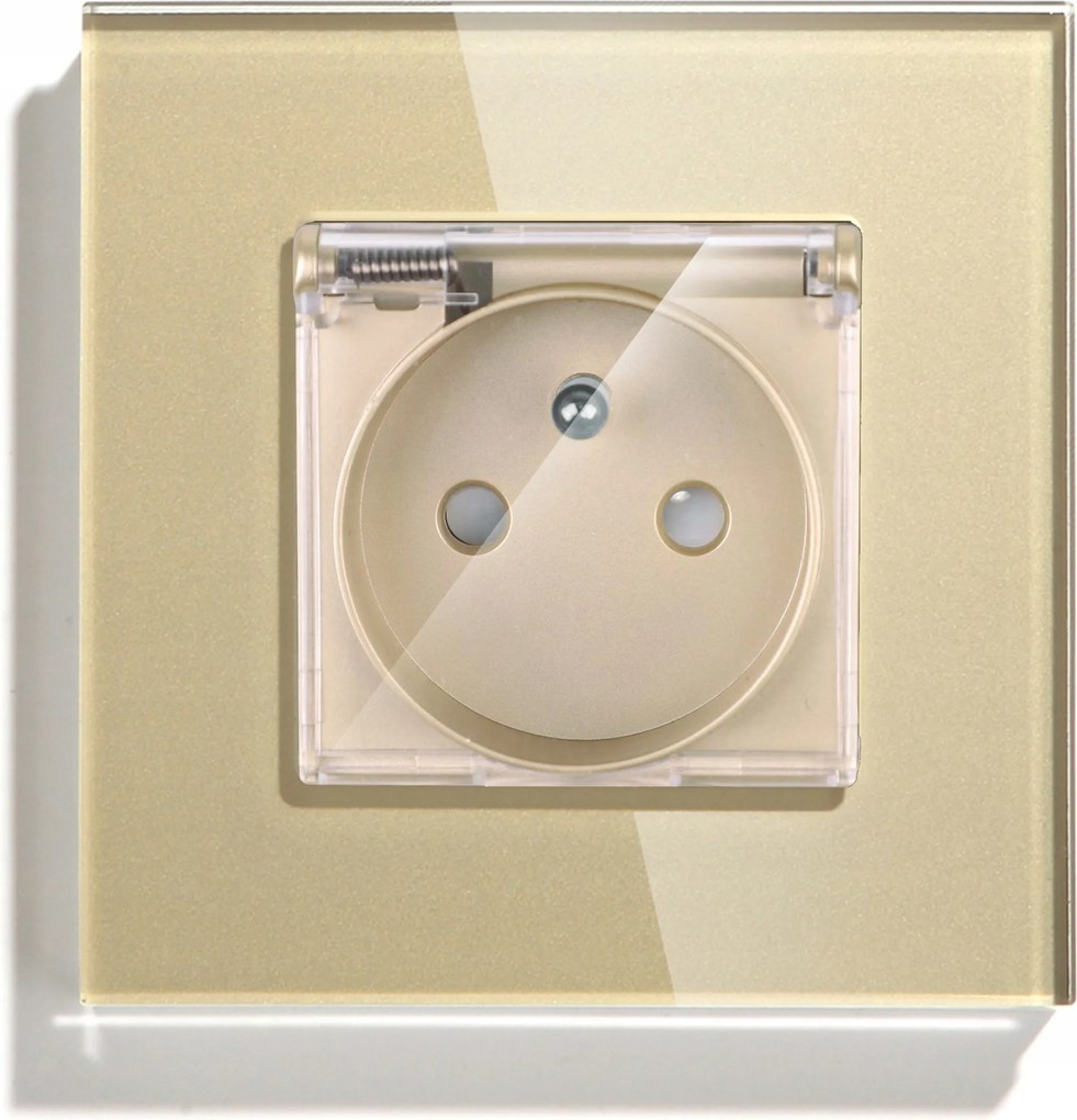 Elektromos Aljzat Üveg Szimpla Hermetikus IP44 Aljzat Fedéllel