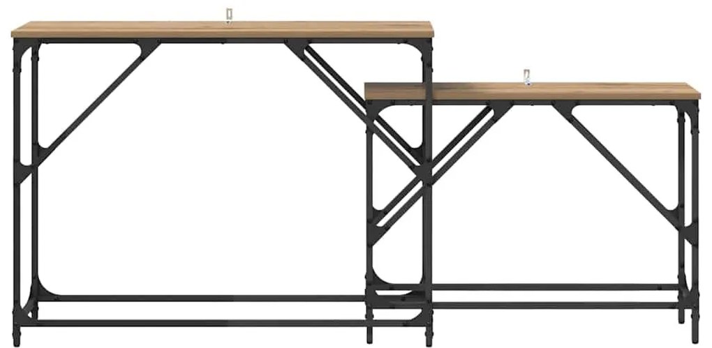 vidaXL Konzolasztal 2 pcs Artisan tölgy 100 x 28 x 75 cm Faanyag