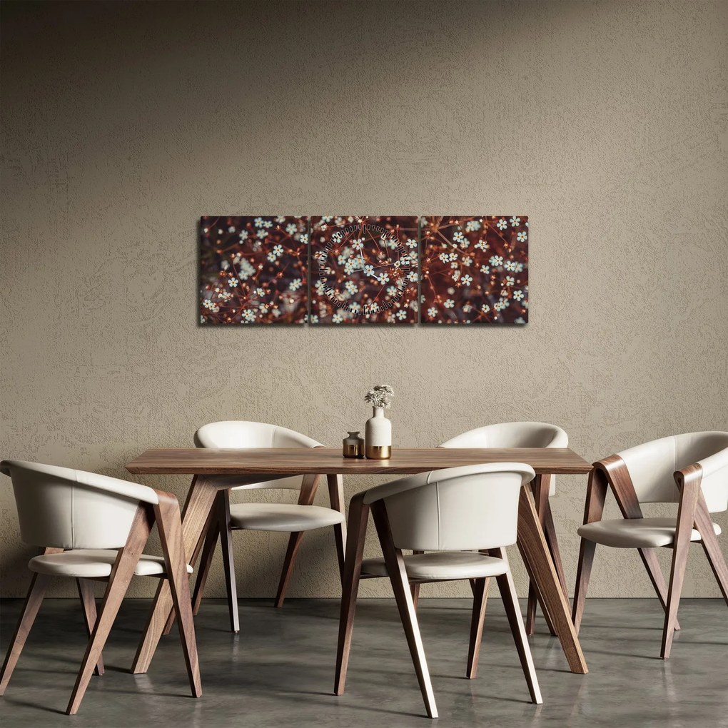 Erdei nefelejcs virág képe (órával) (90x30 cm)