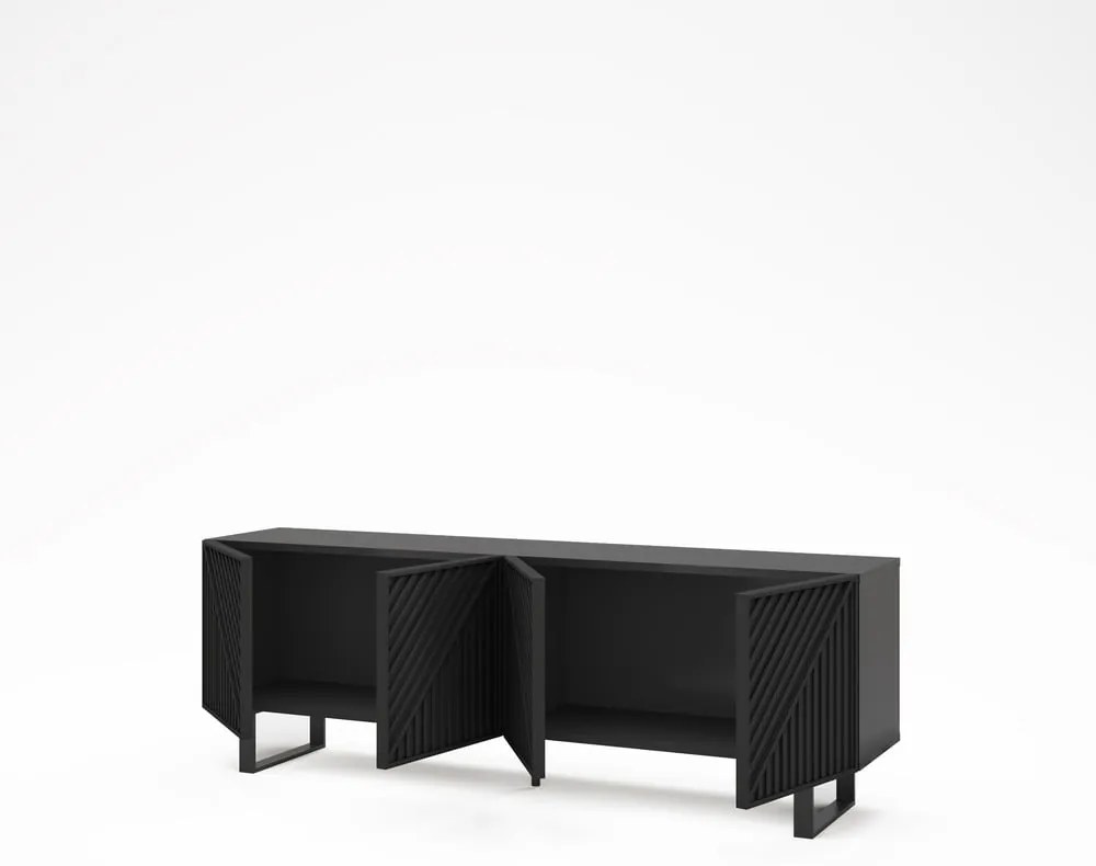 Fekete TV-állvány 161x55x35 cm Peta – Marckeric