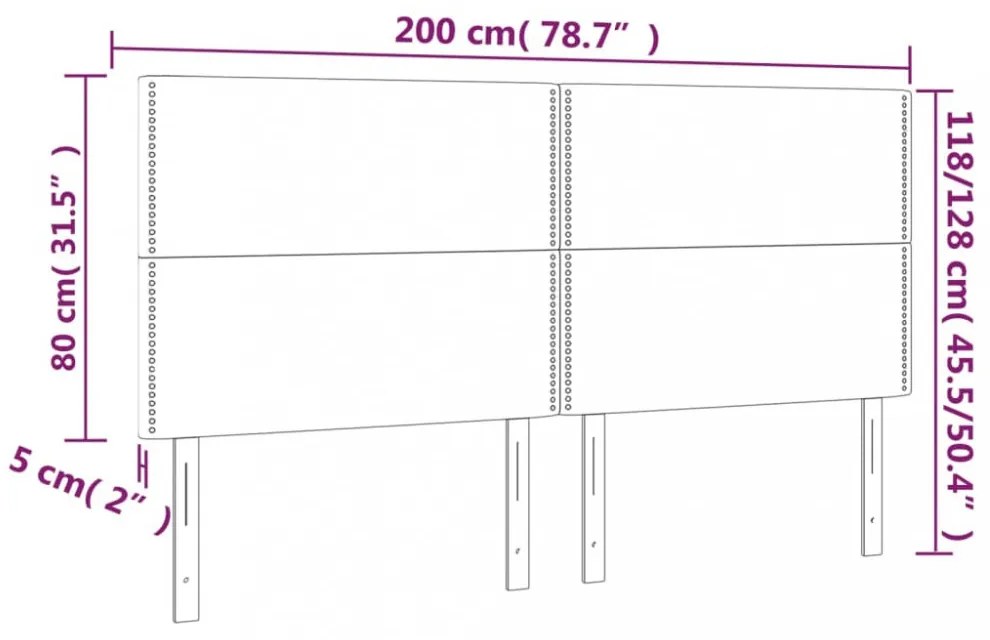 4 db sötétszürke szövet fejtámla 100x5x78/88 cm