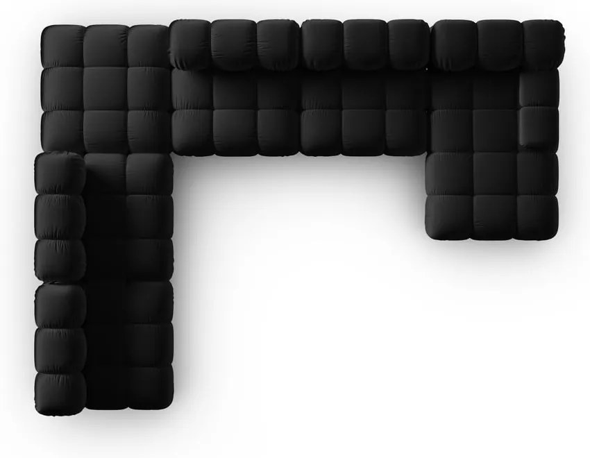 Fekete bársony kanapé 379 cm Bellis – Micadoni Home