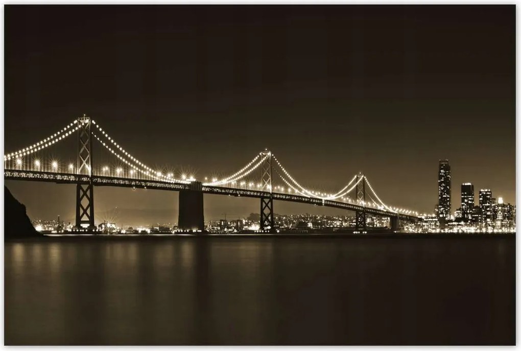 Poszterek 120x80 Híd az éjszakában szépia