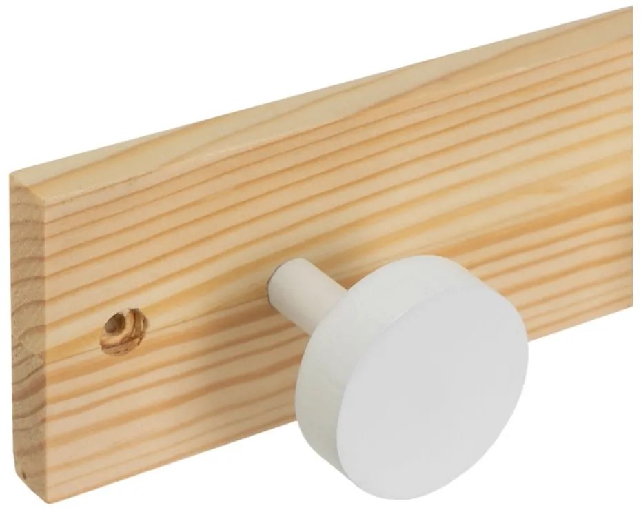 Fehér-natúr színű borovi fenyő fali fogas 40 cm Anillos – Casa Selección