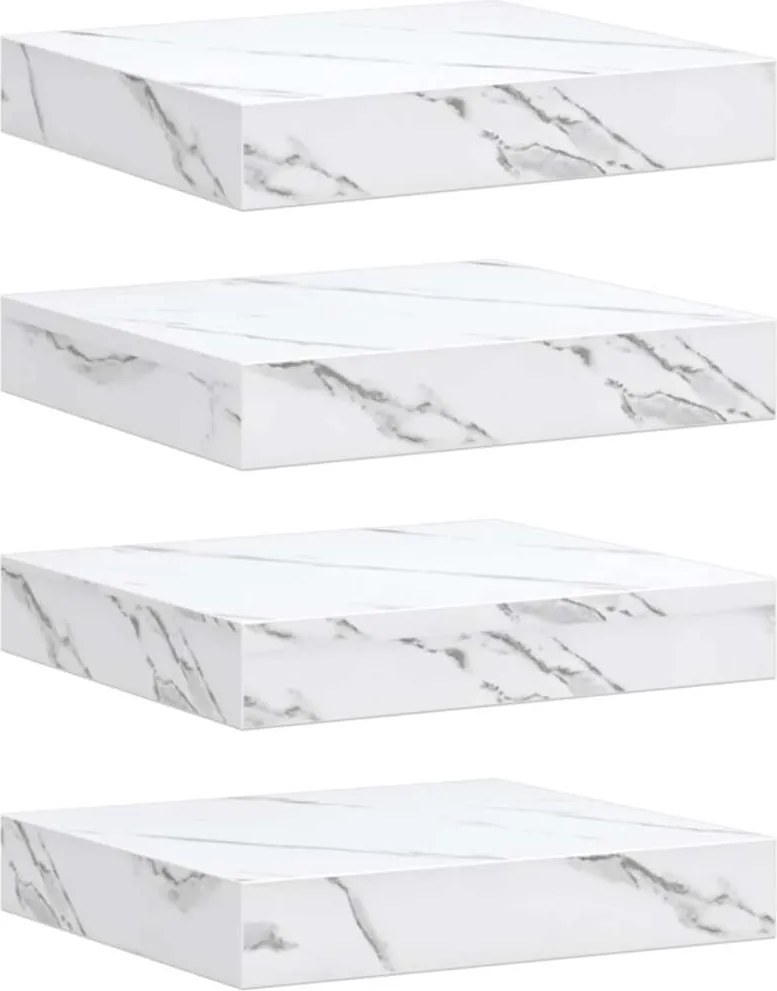 vidaXL Falpolc tárolóval 4 pcs Fehér márvány 23 x 23,5 x 4 cm Faanyag
