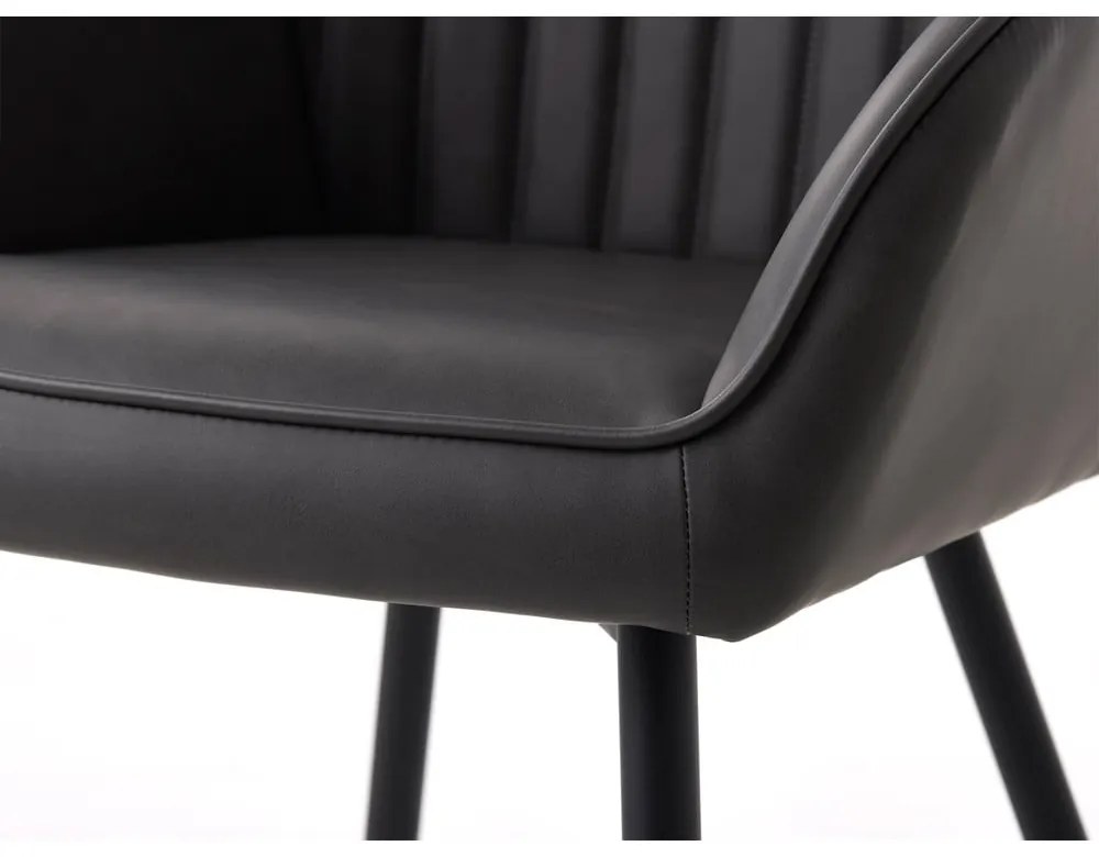 Sötétszürke kárpitozott karfás étkezőfotel szett 2 db-os Nolan Stripe – Unique Furniture