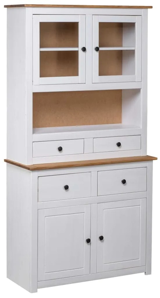 vidaXL fehér panama stílusú tömör fenyő tálalószekrény 93x40,5x180 cm