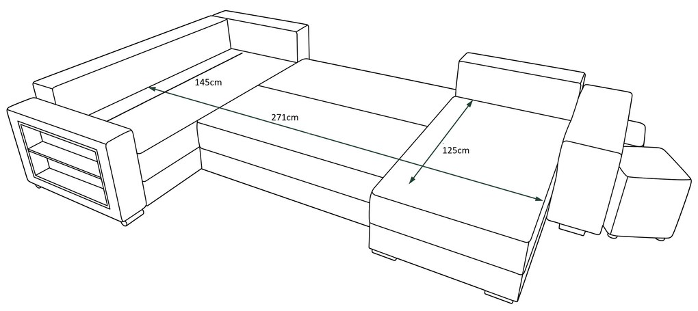 Sarok ülőgarnitúra Kin (zöld) (J). Akció -21%. 1062055