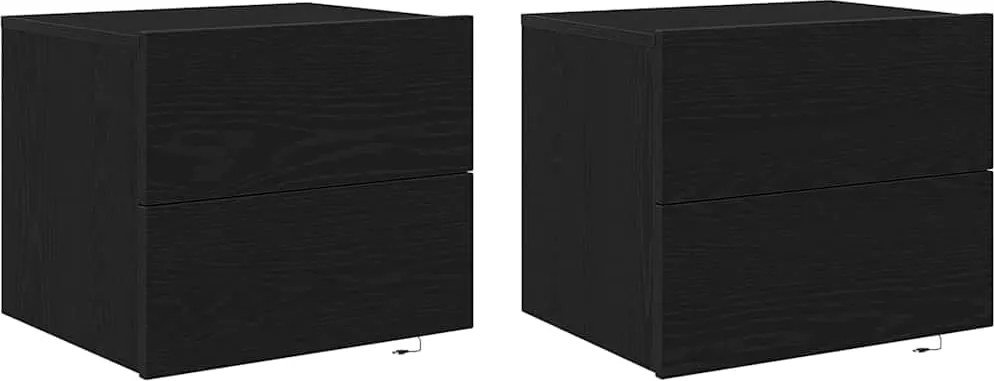 vidaXL Éjjeliszekrény 2 pcs Fekete tölgy 50 x 39 x 41 cm Faanyag