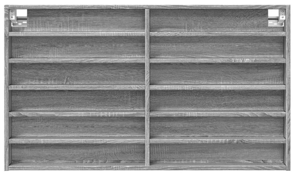 szürke sonoma színű szerelt fa vitrinszekrény 100 x 8,5 x 58 cm