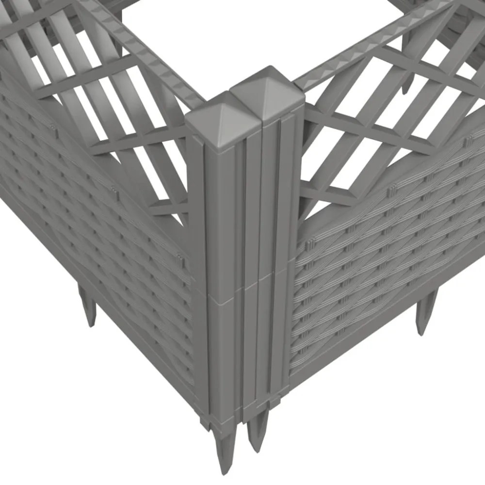 világosszürke PP kerti virágláda cövekekkel 123,5x43,5x43,5 cm