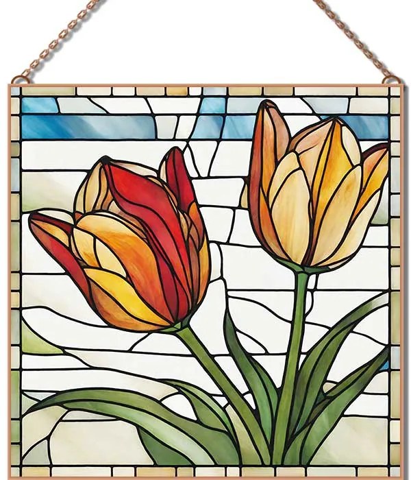 Stained-Glass-Tulip üvegkép, falikép