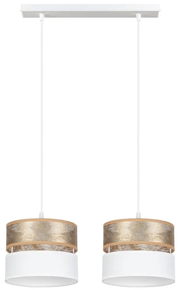 Csillár zsinóron LIMA 2xE27/60W/230V arany/fehér