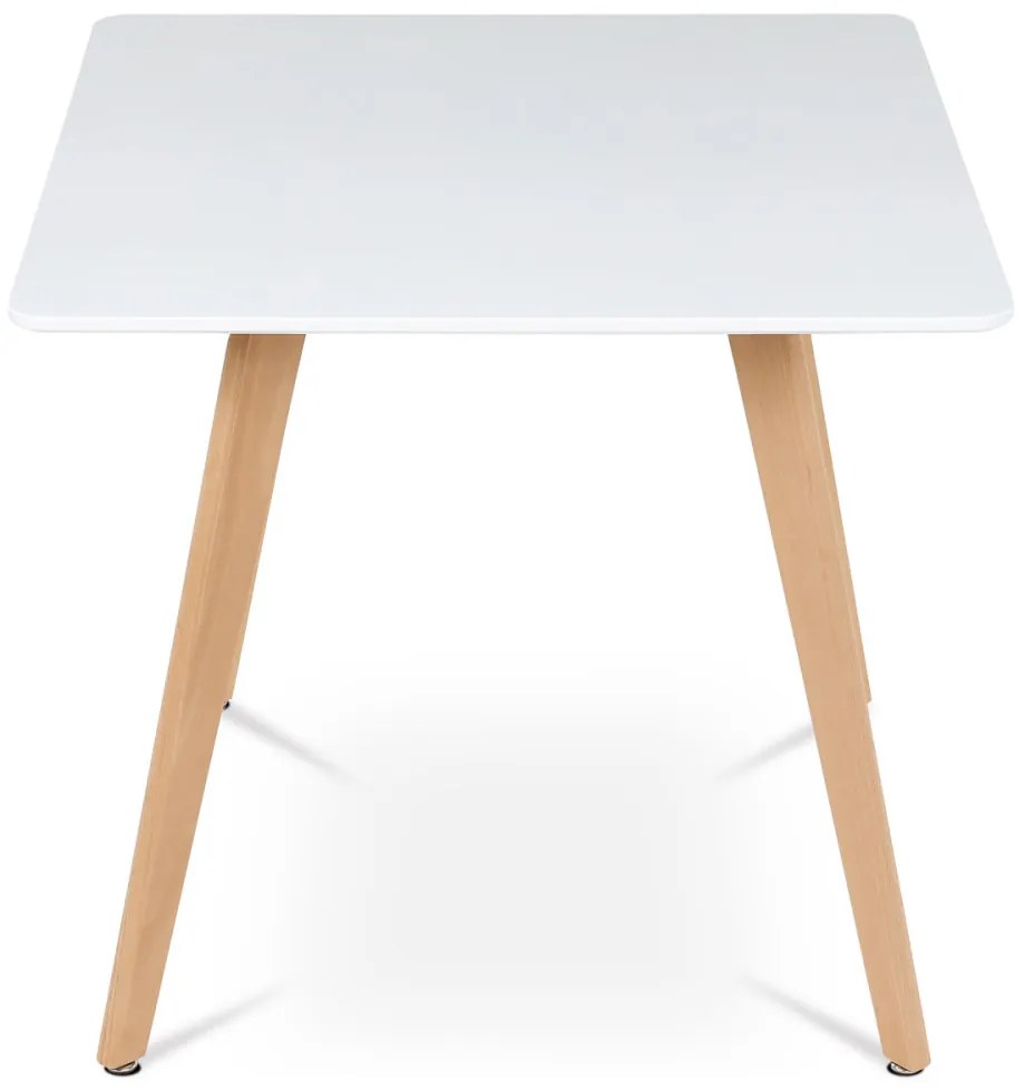 Masă de Bucătărie 80x80x74 cm, MDF, lac alb mat, picioare din fag masiv. DT-312