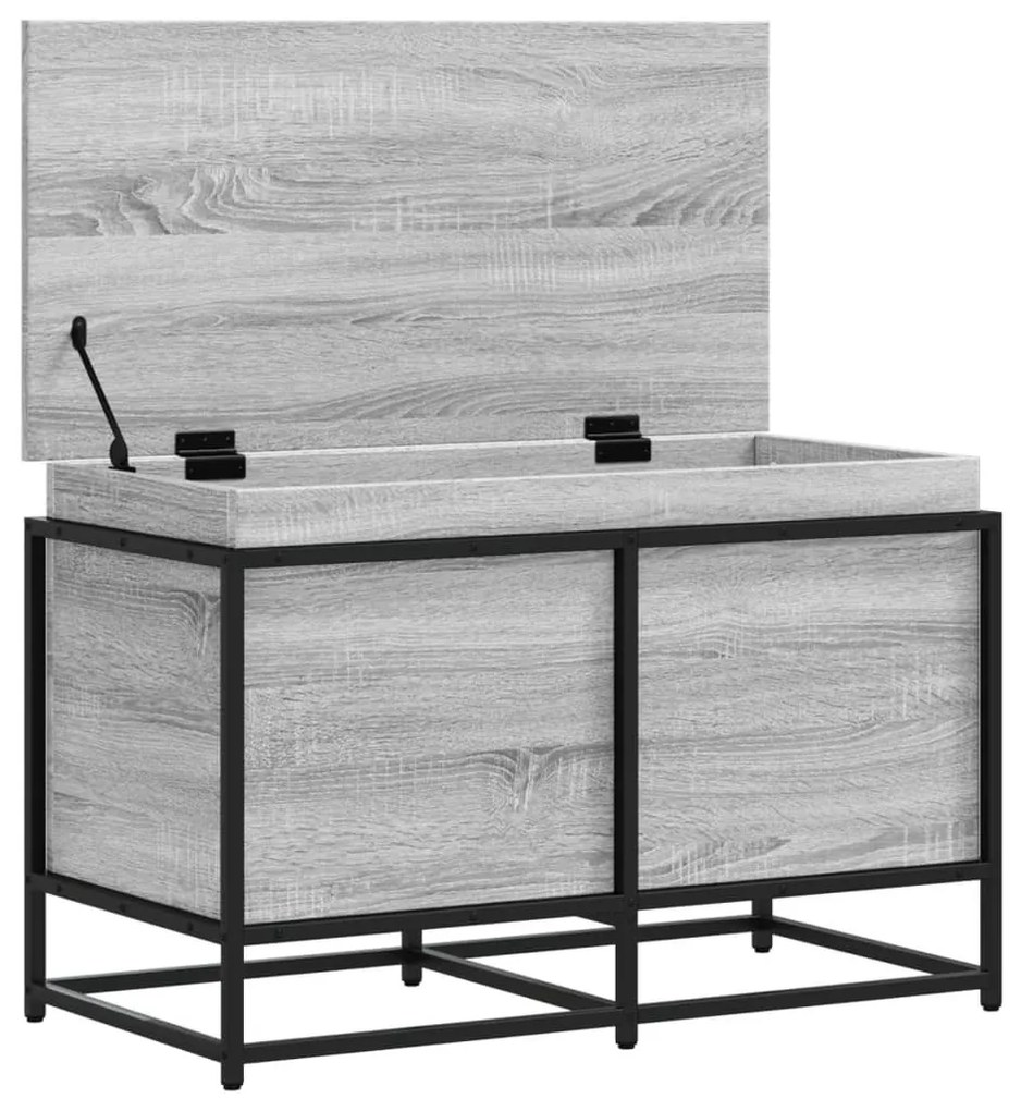 szürke sonoma szerelt fa tárolóláda fedéllel 80x40x51,5 cm