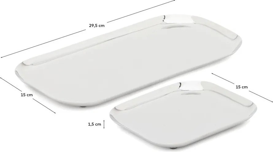 Rozsdamentes acél szervírozó tálca szett 2 db-os 15x29 cm Nirela – Kave Home