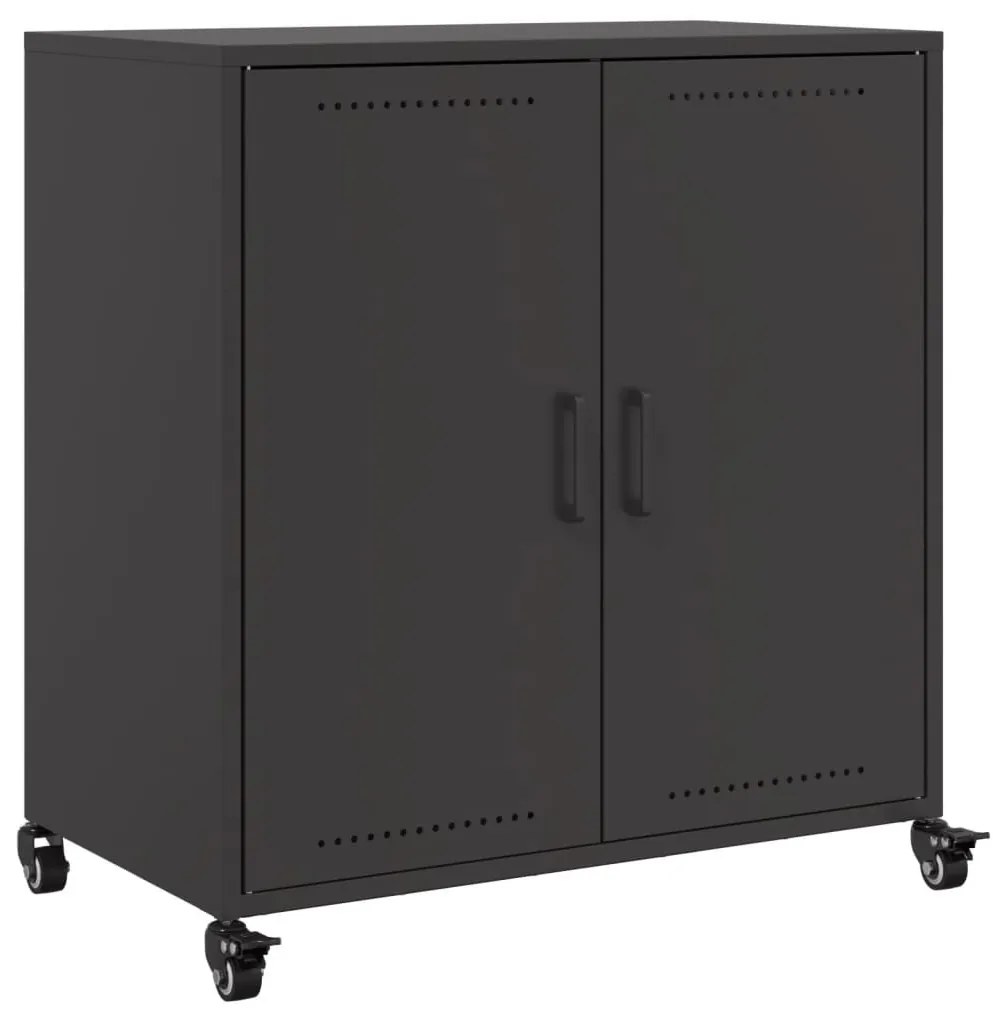 fekete acél tálalószekrény 68x39x72 cm