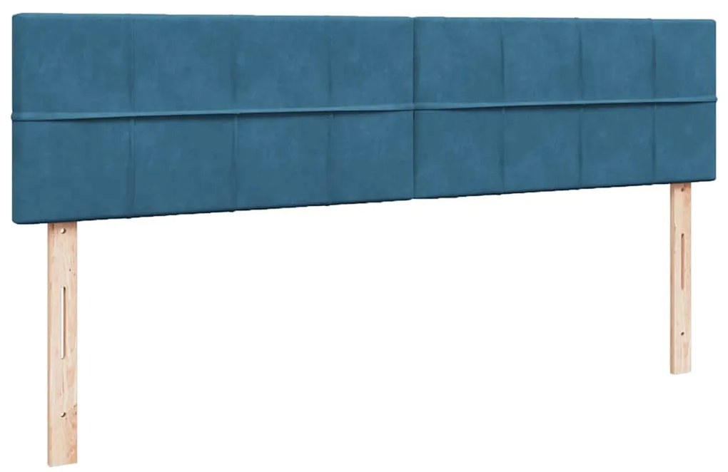 vidaXL Ottomán ágykeret matraccal sötétkék 200x200 cm bársony