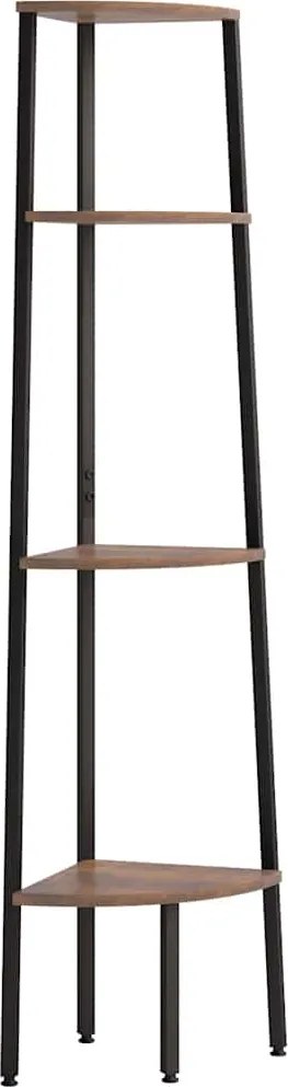 vidaXL 4-szintes sötétbarna és fekete sarokpolc 45,5 x 31,5 x 150 cm