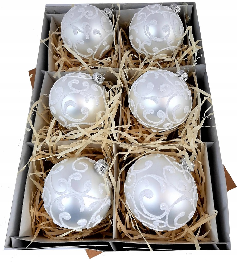 Üveg karácsonyfadísz 6 db 8 cm