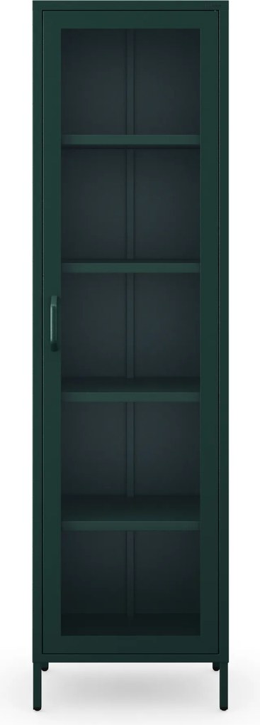 Keskeny, lábakon álló üvegvitrin a nappaliba, palackzöld, 500x1800x350 mm: LUIGI Modern