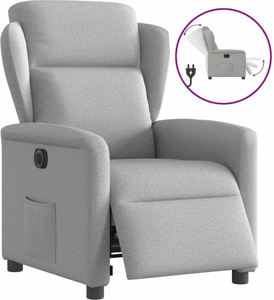 vidaXL felhőszürke szövet elektromos dönthető fotel