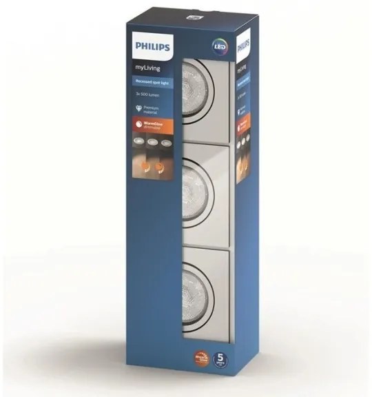 Philips 50393/11/P0 - KÉSZLET 3xLED Szabályozható lámpa SHELLBARK LED/4,5W/230V