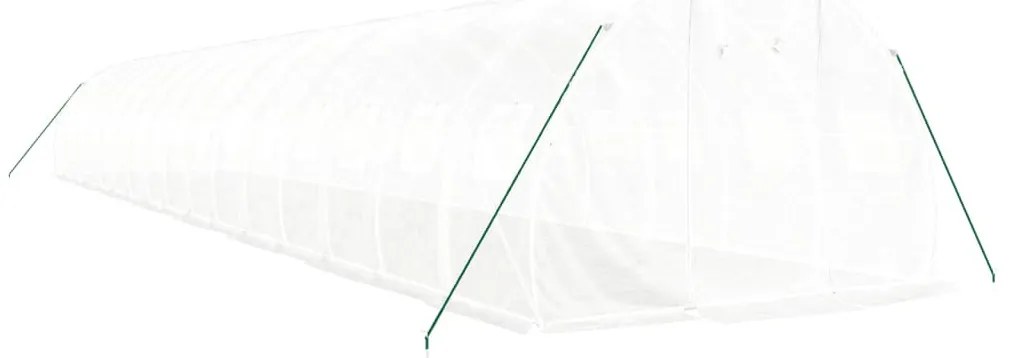 fehér acélvázas melegház 48 m² 16 x 3 x 2 m