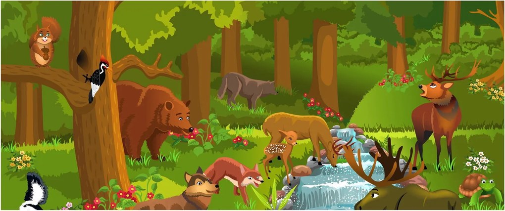 Gyermek kép állatokkal (120x50 cm)
