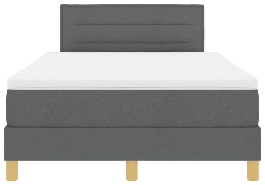 vidaXL LED Box Spring Ágy matracmal Sötétszürke 120 x 200 cm szövet