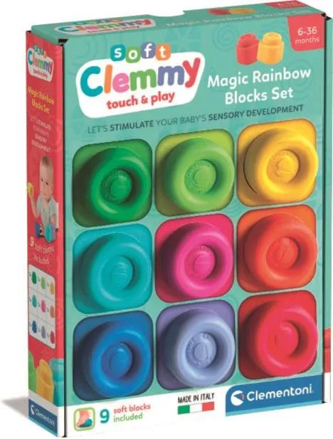 Színes Clemmy puha építőkocka szett 9 db-os Clementoni