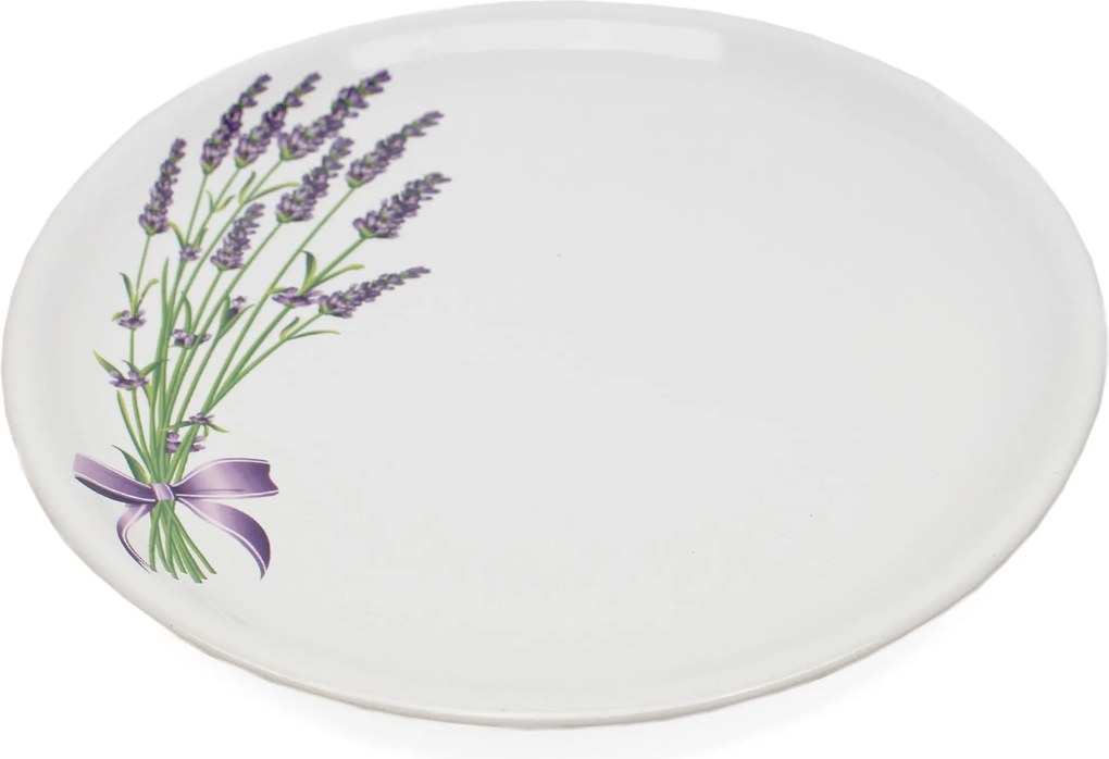 Kerámia tányér Ø-26 cm, levendula motívummal díszítve