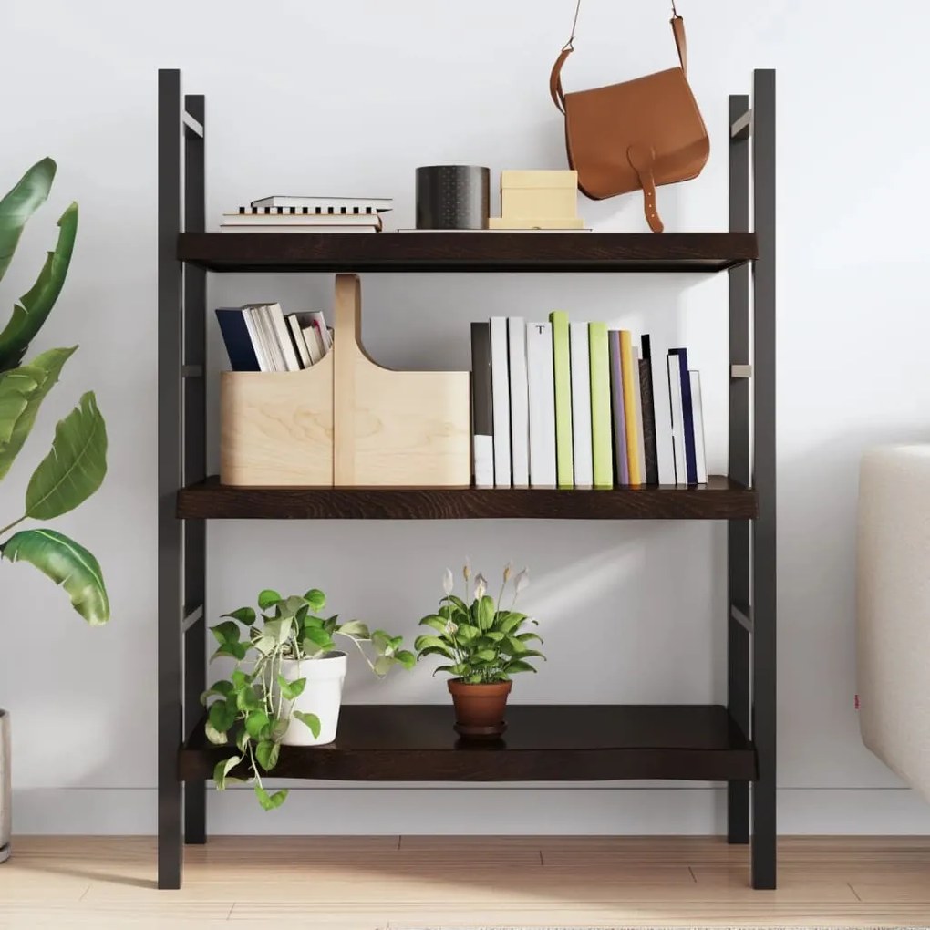 sötétbarna kezelt tömör tölgyfa fali polc 100x40x(2-6) cm