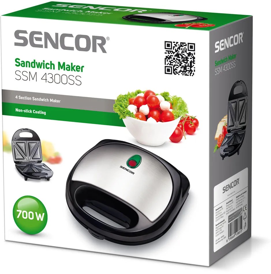 Sencor SSM 4300SS szendvicssütő, rozsdamentesacélból