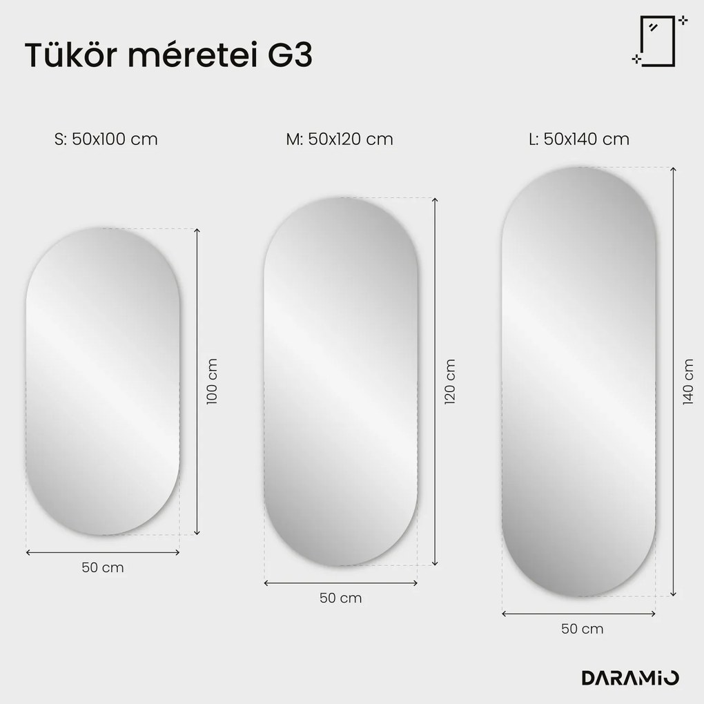 Aszimmetrikus tükör LED-világítással G3