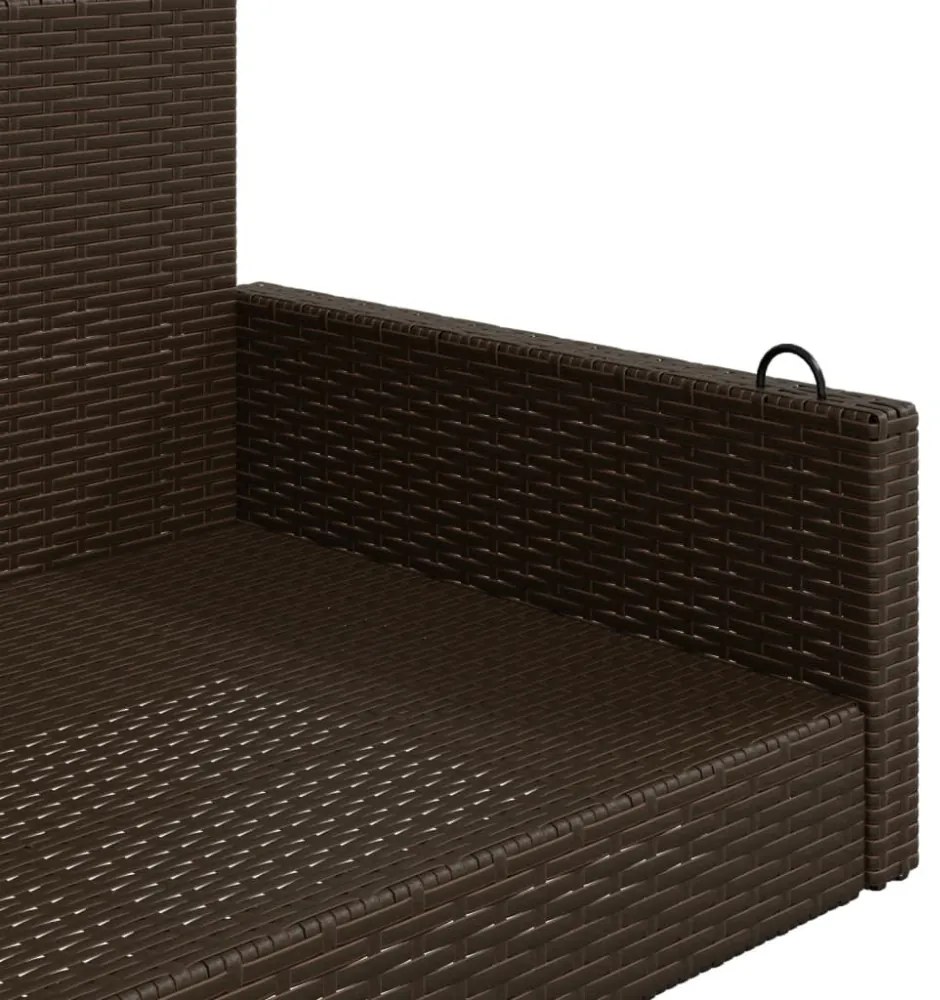 barna polyrattan hintapad 119 x 56 x 48 cm
