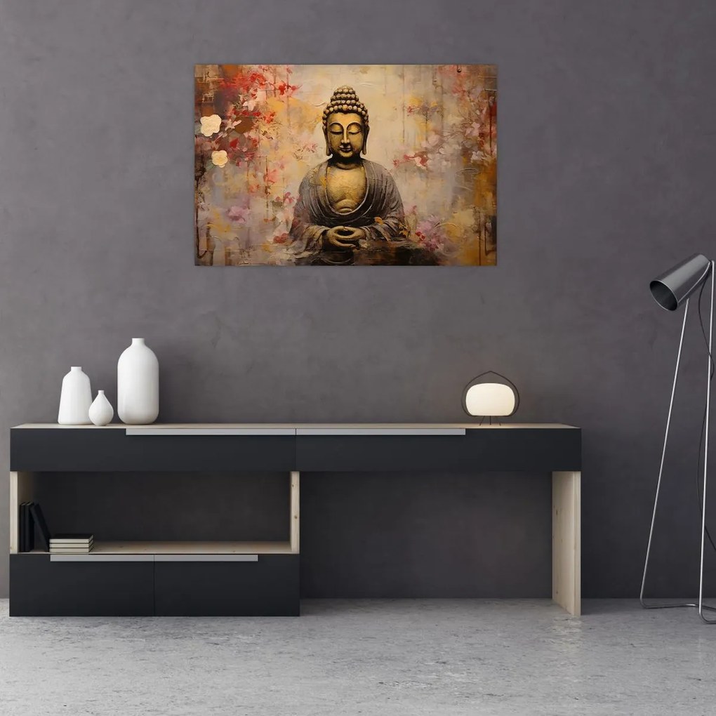 Kép - Buddha, festészet (90x60 cm)