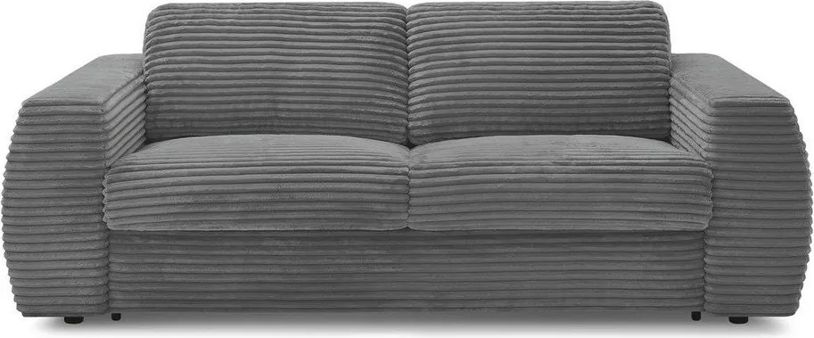 Sötétszürke kordbársony kinyitható kanapé mindennapos alvásra 220 cm Hugo – Bobochic Paris