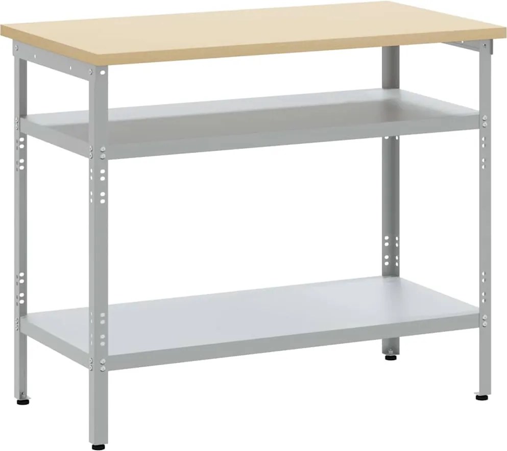 vidaXL Munkaasztal polcokkal Szürke 100 x 55 x 85 cm Porszórt acél