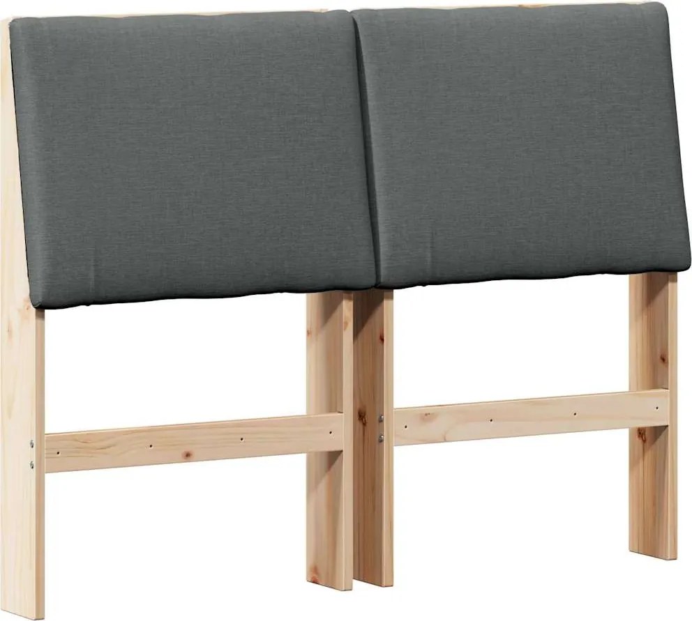 vidaXL Kárpitozott fejtámla Sötétszürke 135 cm Tömör fenyőfa